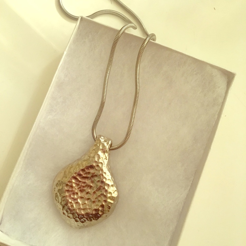 NEW Sterling Silver Hammered Pendant Necklace